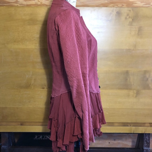 Women's Rust Jacket with Ruffle Hem - Picture 6 of 10